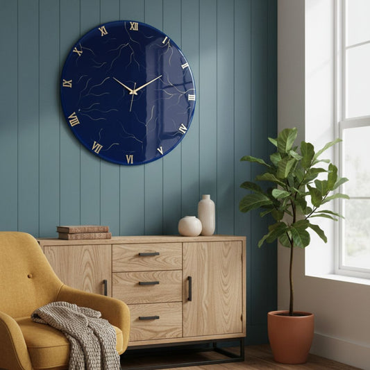 Blue Storm Silent Resin Wall Clock 27 Inches