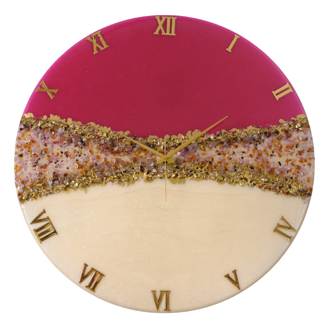 Pink Crown Medium Size Silent Clock 17.5 Inches