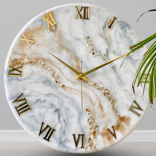 Beige Silent Clock 17.5 Inches