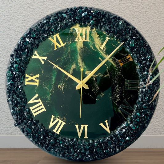 Dark green Silent Clock 17.5 Inches