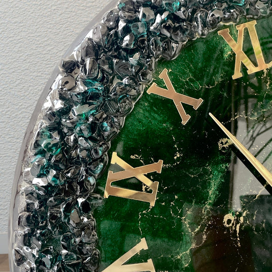 Dark green Silent Clock 17.5 Inches