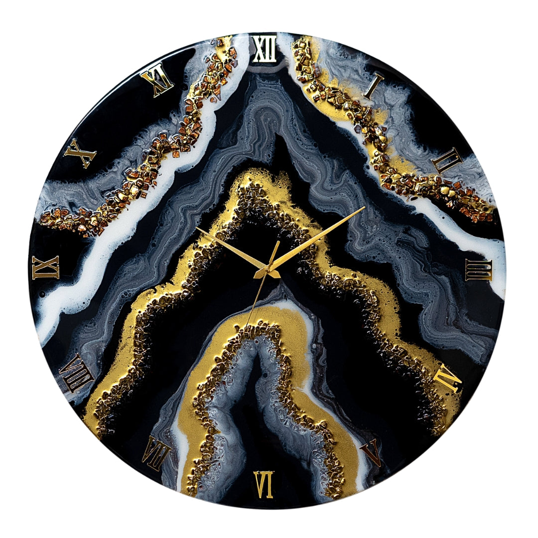 Black Geode Clock Large 17.5 Inches