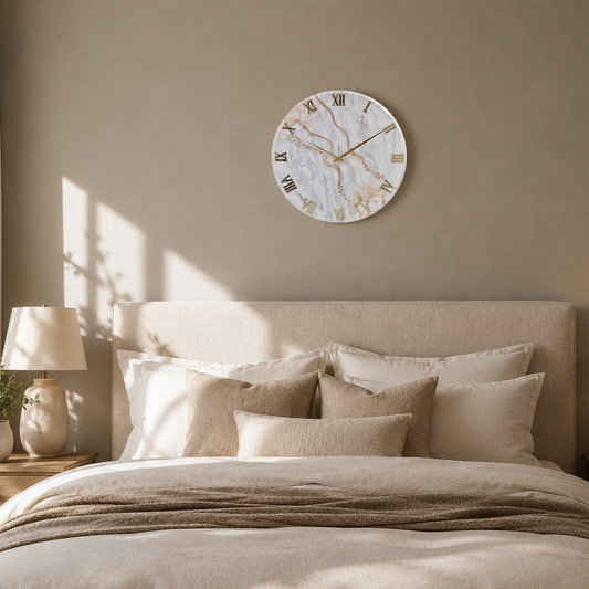 Beige Silent Clock 17.5 Inches