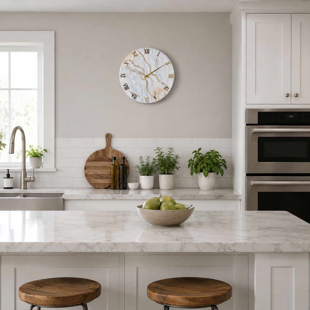 Beige Silent Clock 17.5 Inches