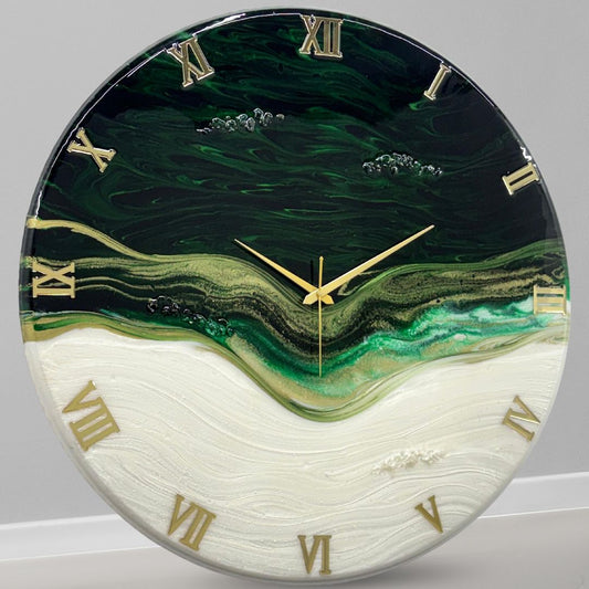 Royal Green Resin Clock 17.5 Inches