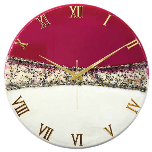 Pink Crown Medium Size Silent Clock 17.5 Inches