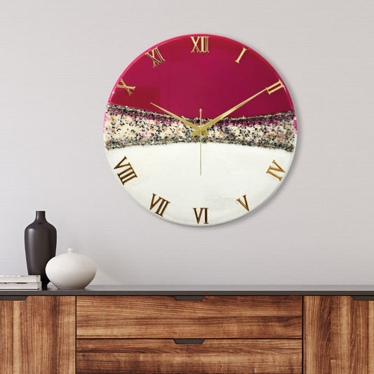 Pink Crown Medium Size Silent Clock 17.5 Inches