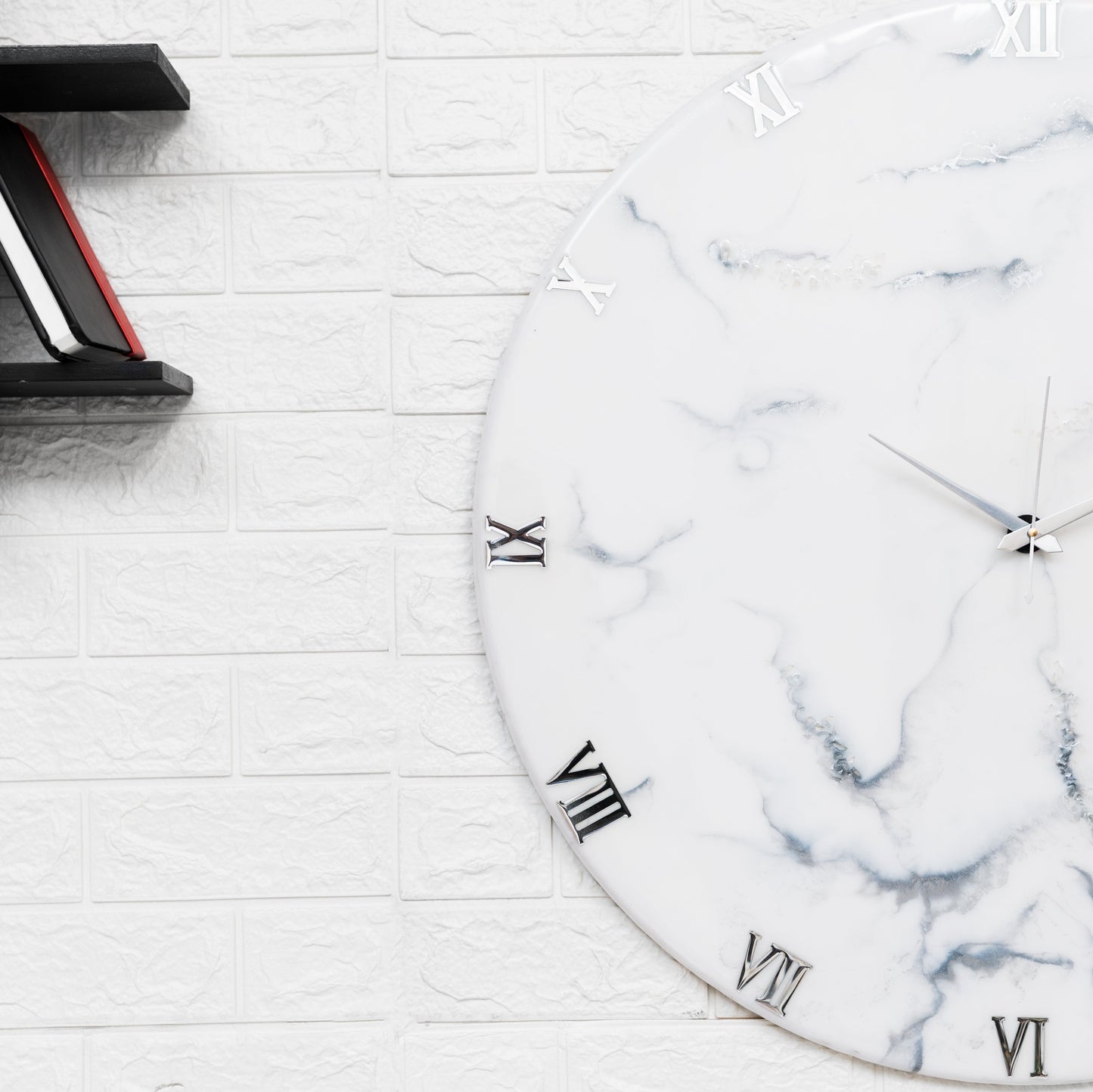 Silver Dust Handmade Resin Clock 17.5 Inches