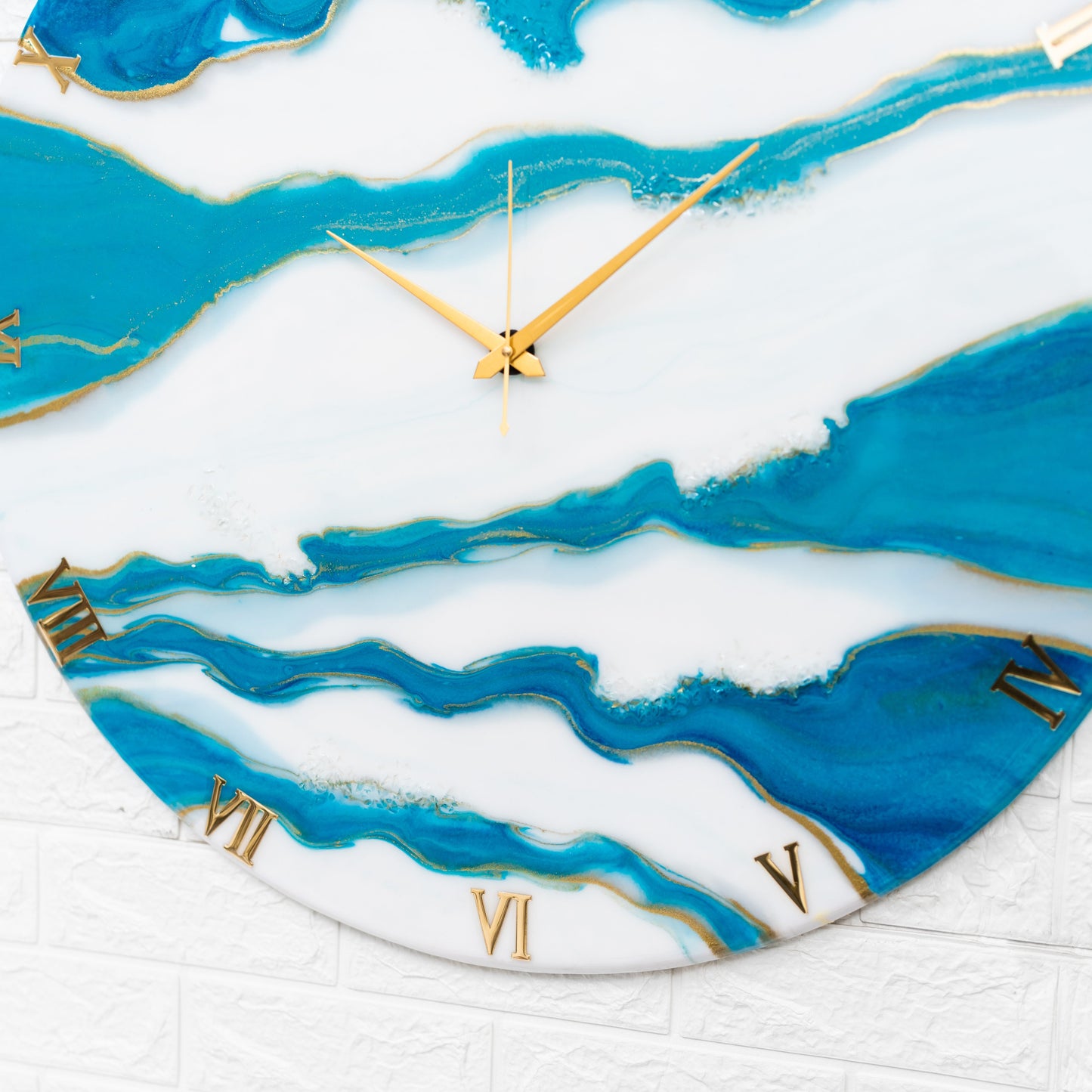 Blue Falls Handmade Resin Silent Wall Clock 27 Inches