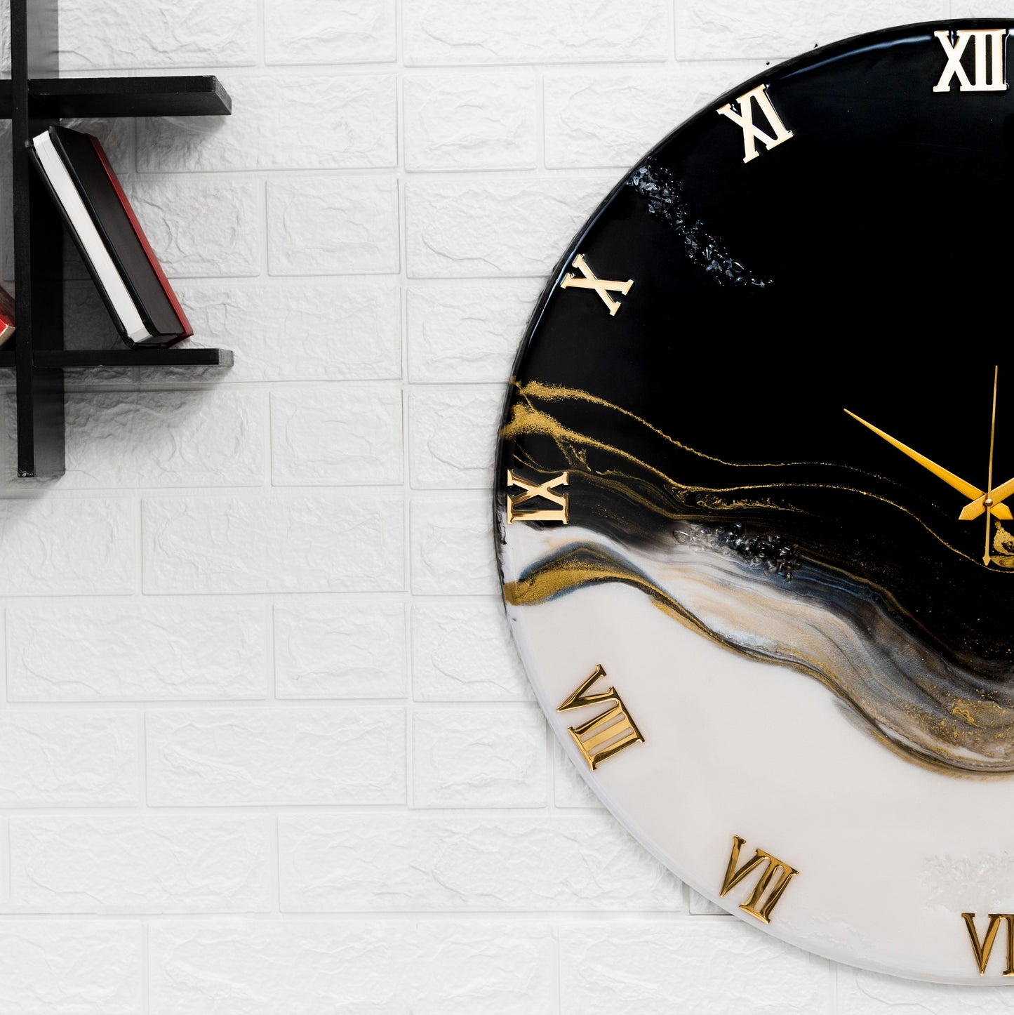 Silent Thunder Wall Clock BLACK WHITE 27 Inches