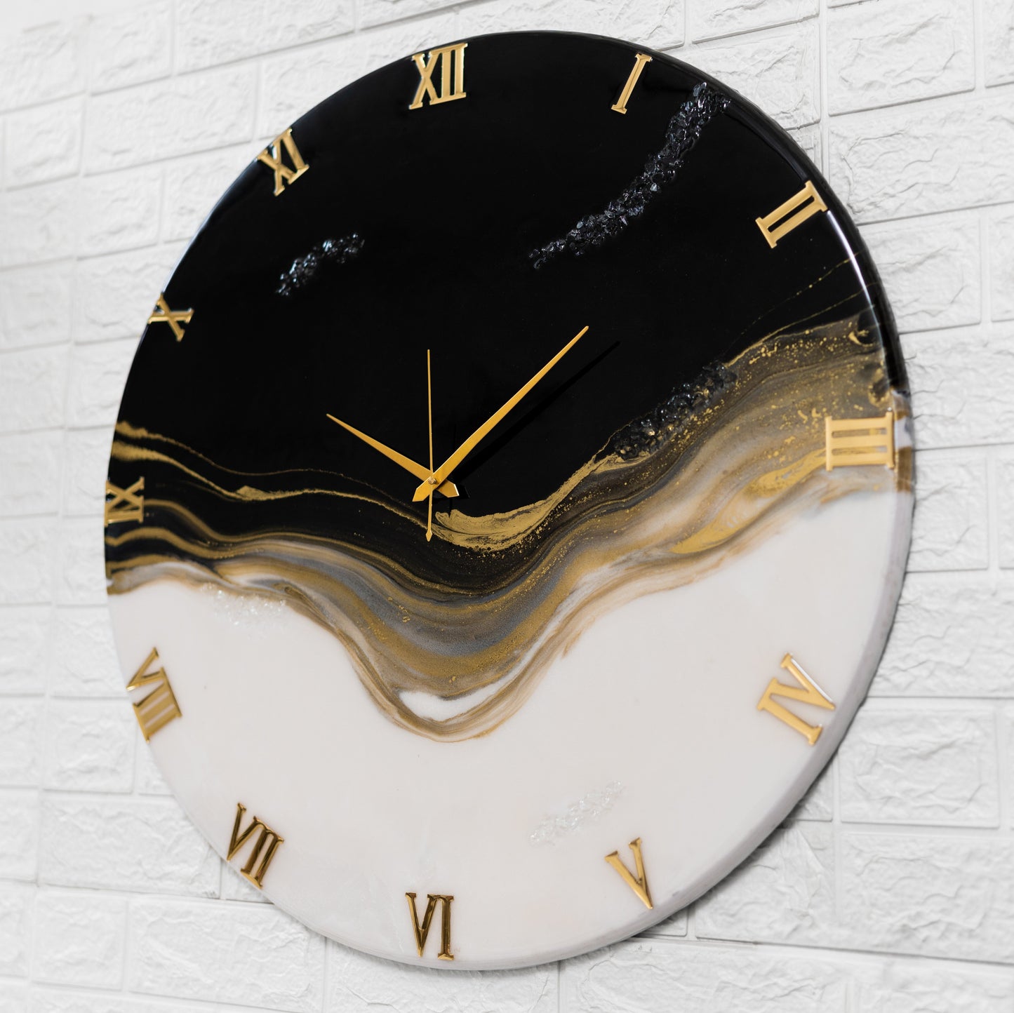 Silent Thunder Wall Clock BLACK WHITE 27 Inches