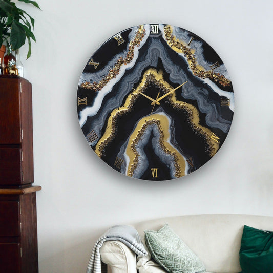 Black Geode Wall Clock 27 Inches