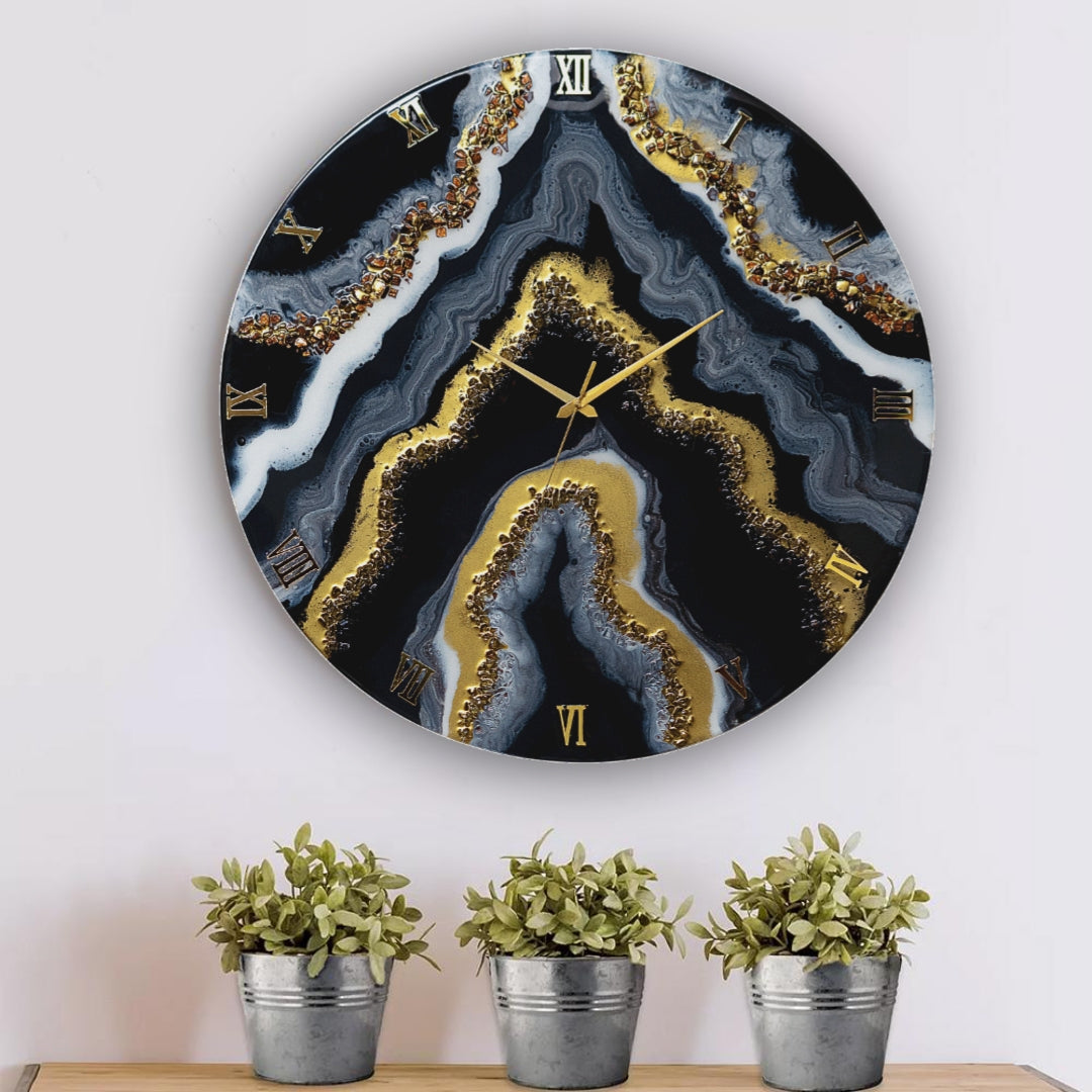 Black Geode Wall Clock 27 Inches