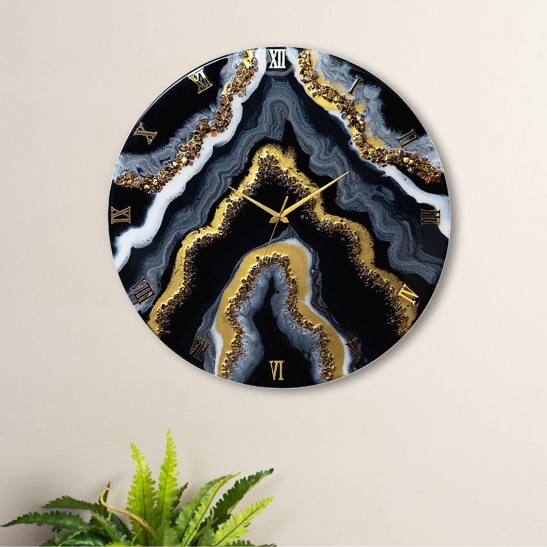 Black Geode Wall Clock 27 Inches