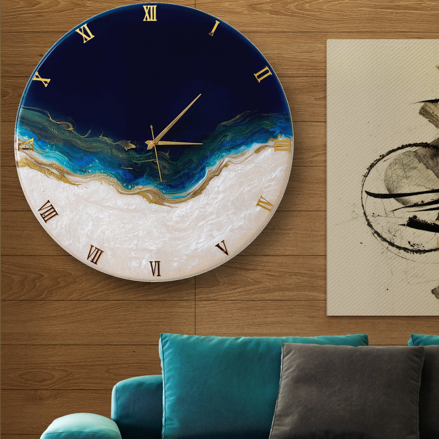 Silent Thunder Wall Clock Royal Blue 27 Inches