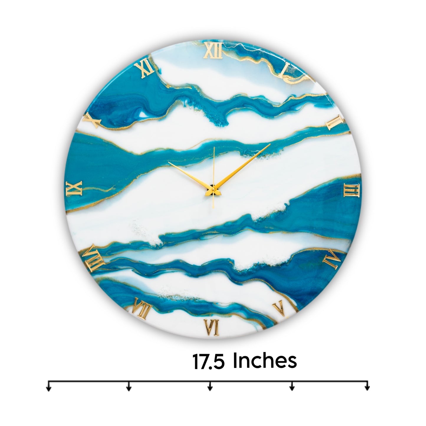 Blue Falls Handmade Resin Clock 17.5 Inches