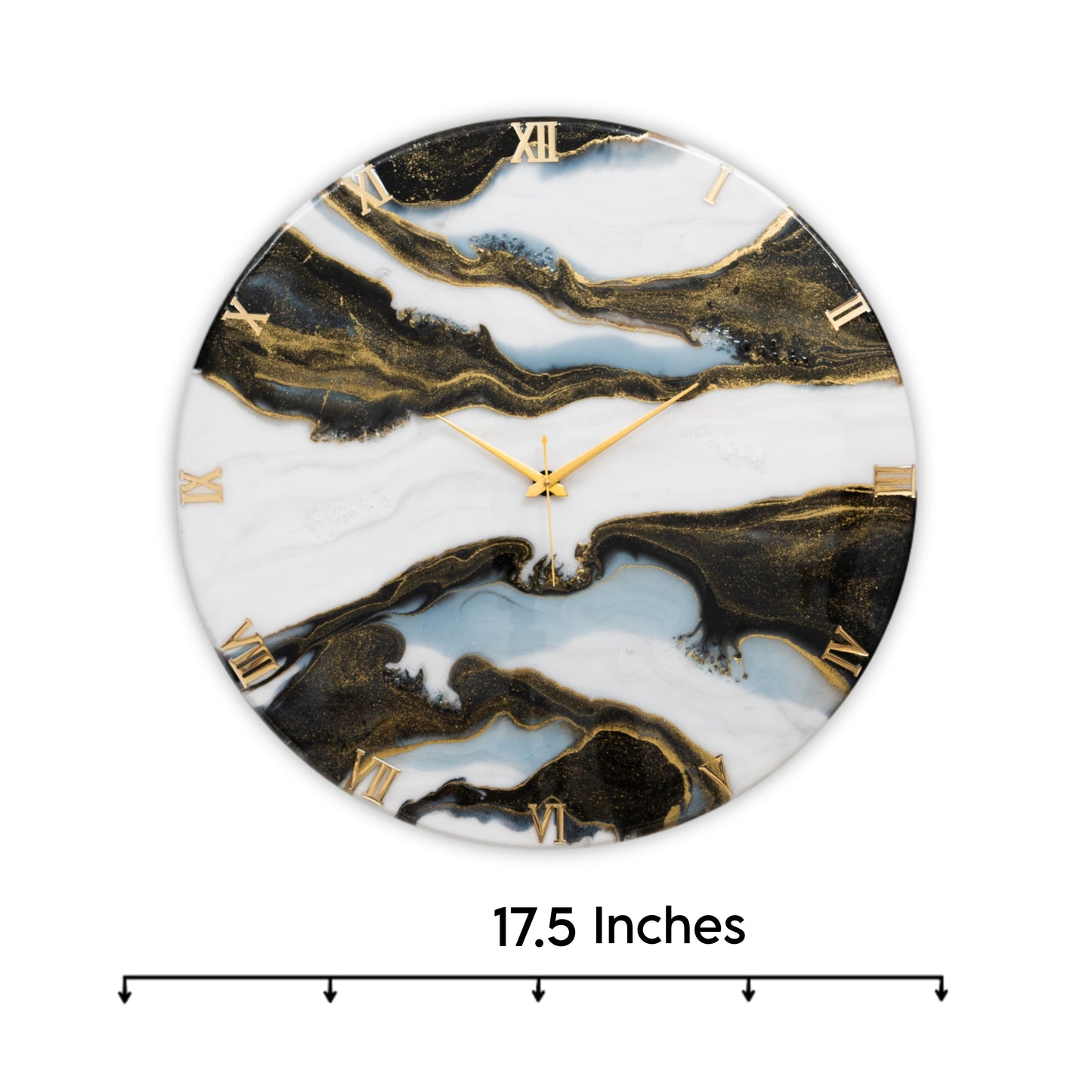 Black Falls Handmade Resin Clock 17.5 Inches