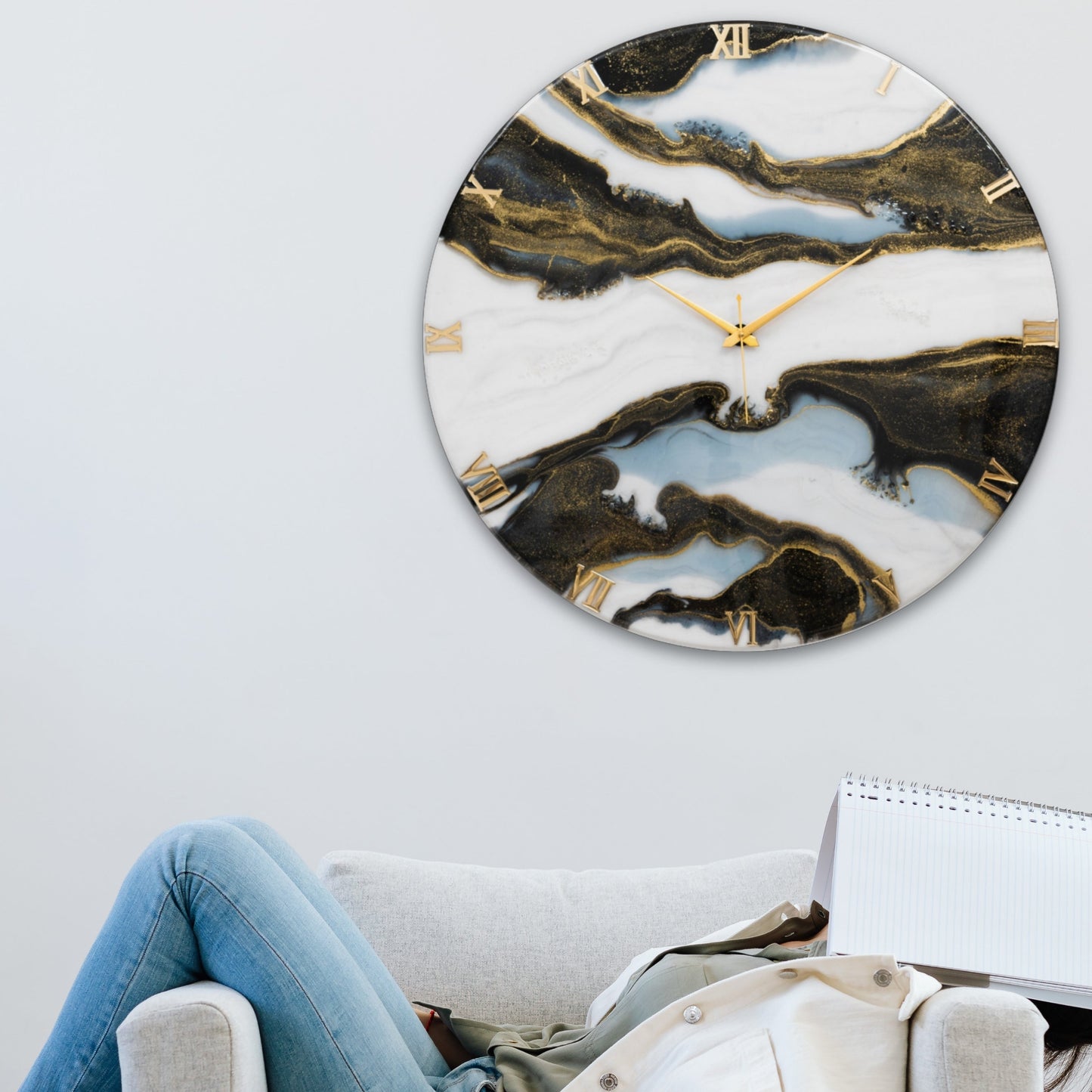 Black Falls Silent Wall Clock 27 Inches