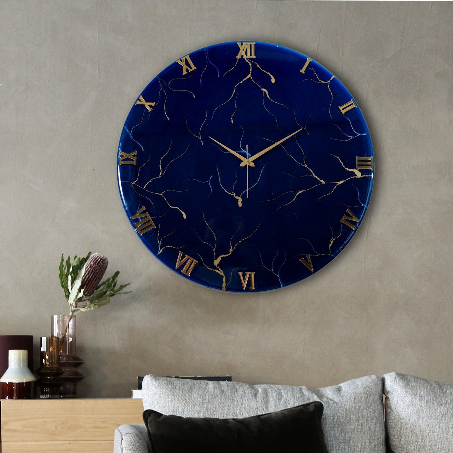 Blue Storm Medium Size Silent clock 17.5 Inches