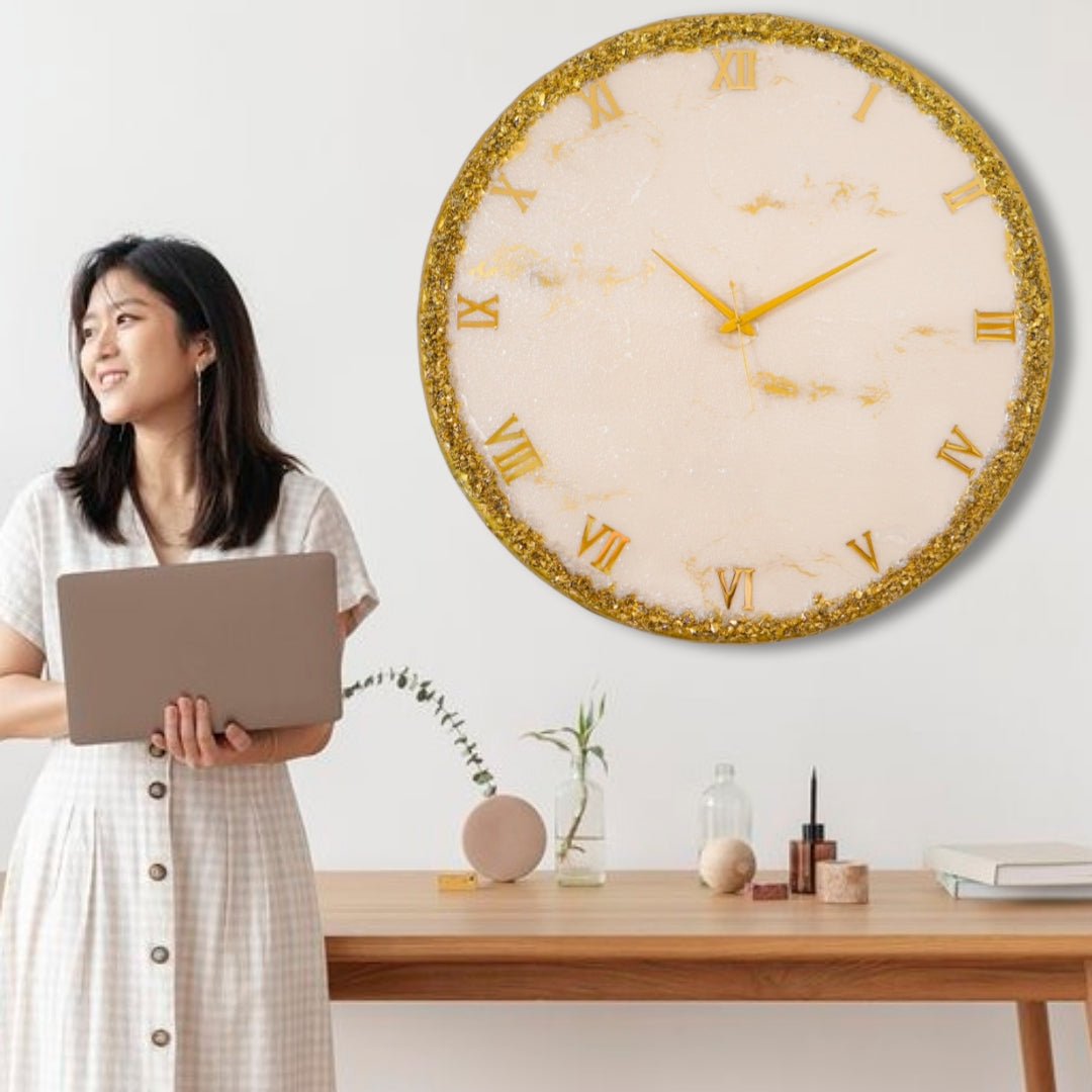 Golden Ring Silent Wall Clock 27 Inches