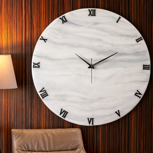 Silver Desert Silent Wall Clock 27 Inches