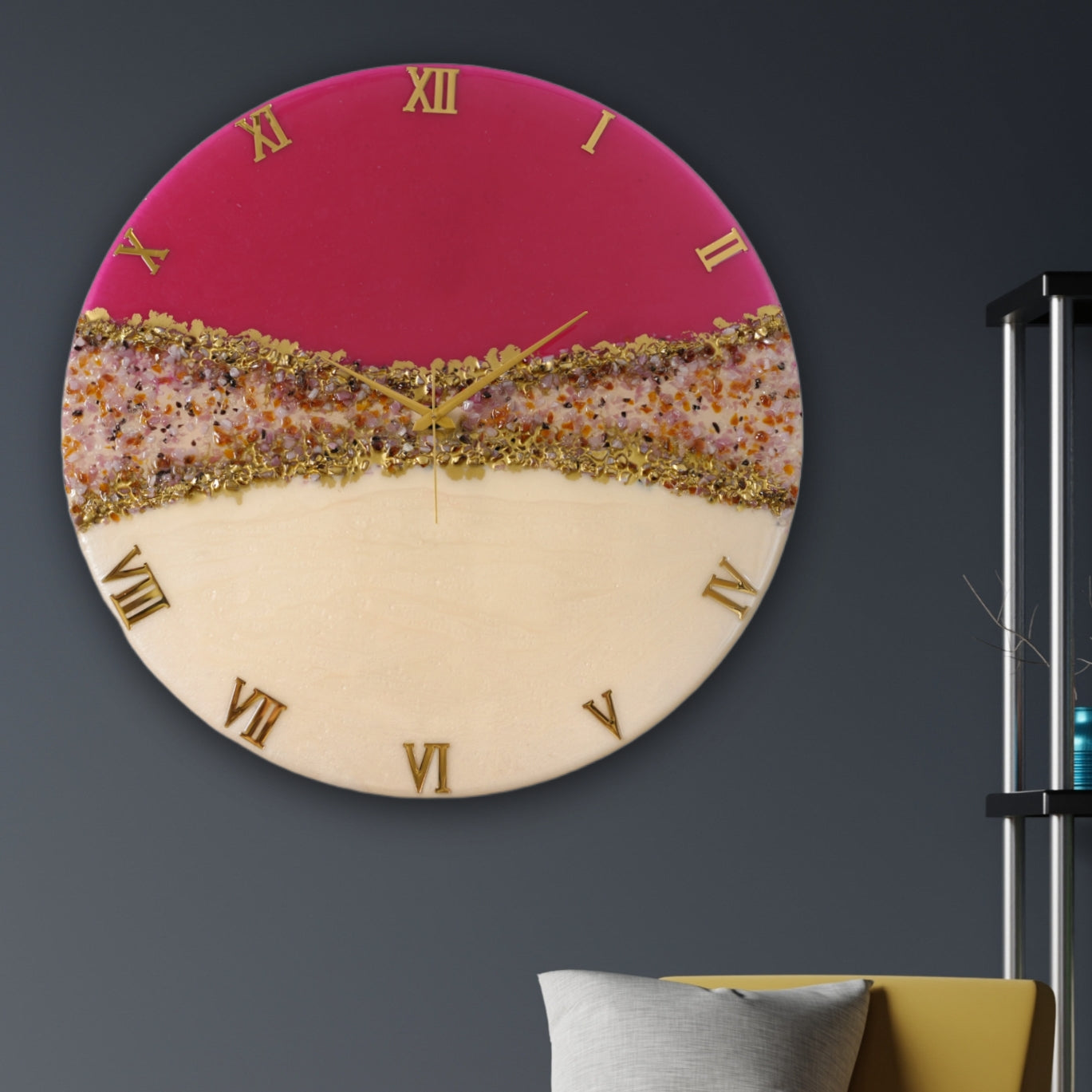 Pink Crown Silent Wall Clock 27 Inches