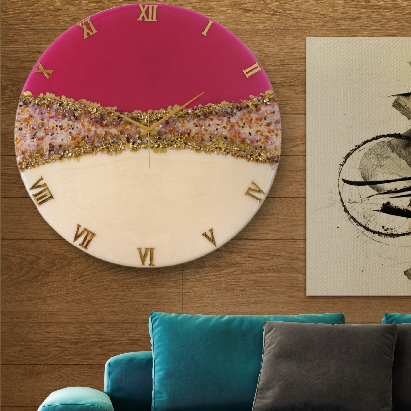 Pink Crown Silent Wall Clock 27 Inches