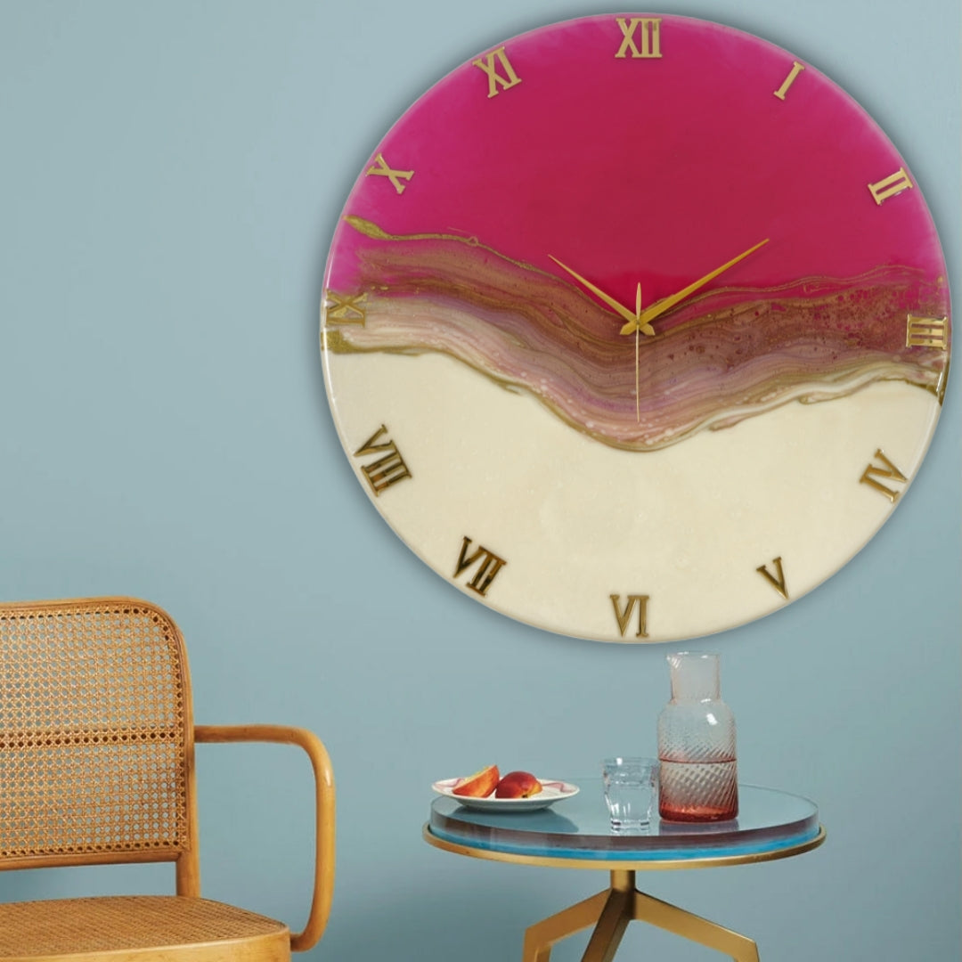 Pretty Pink Silent Wall Clock 27 Inches