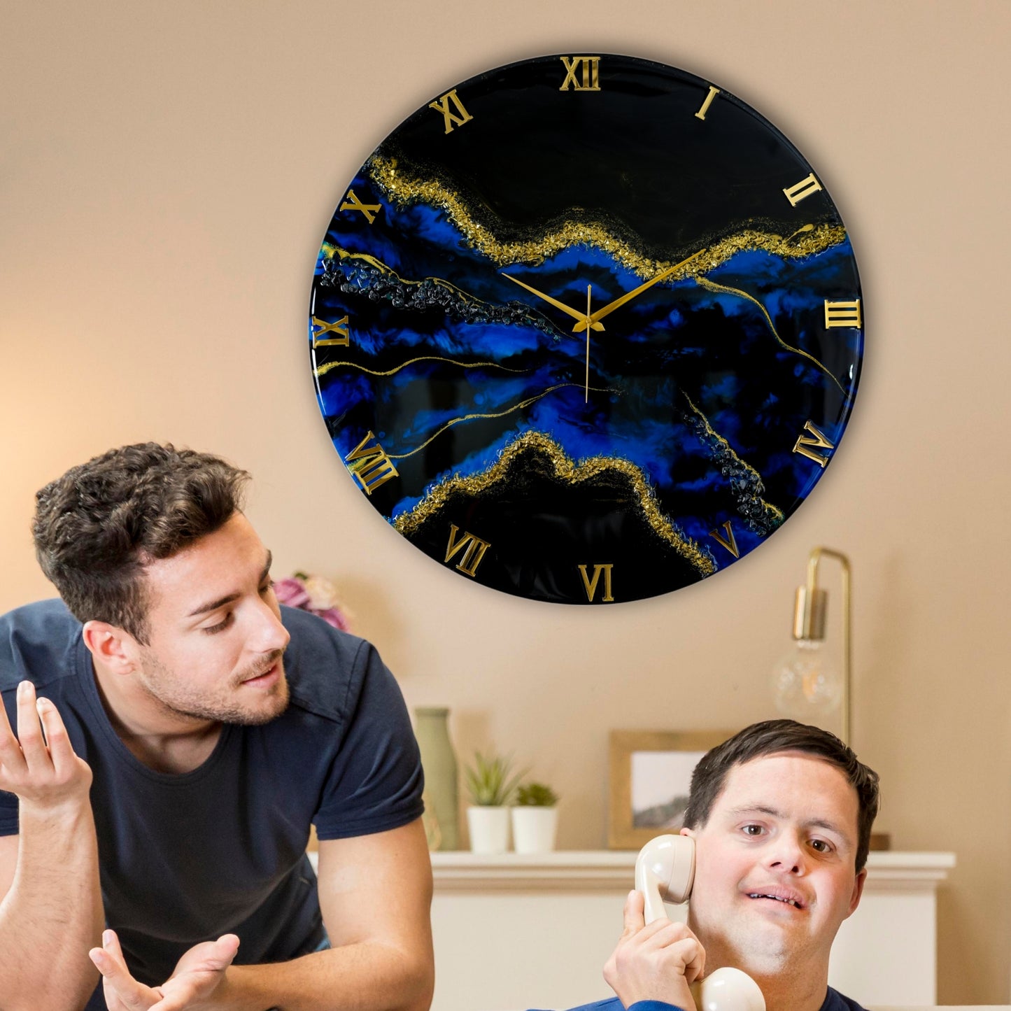 Blue Stunner Silent Wall Clock 27 Inches