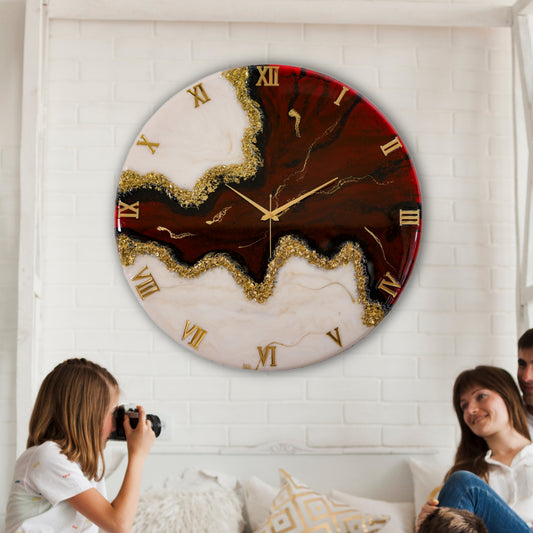 Maroon Stunner Silent Wall Clock 27 Inches