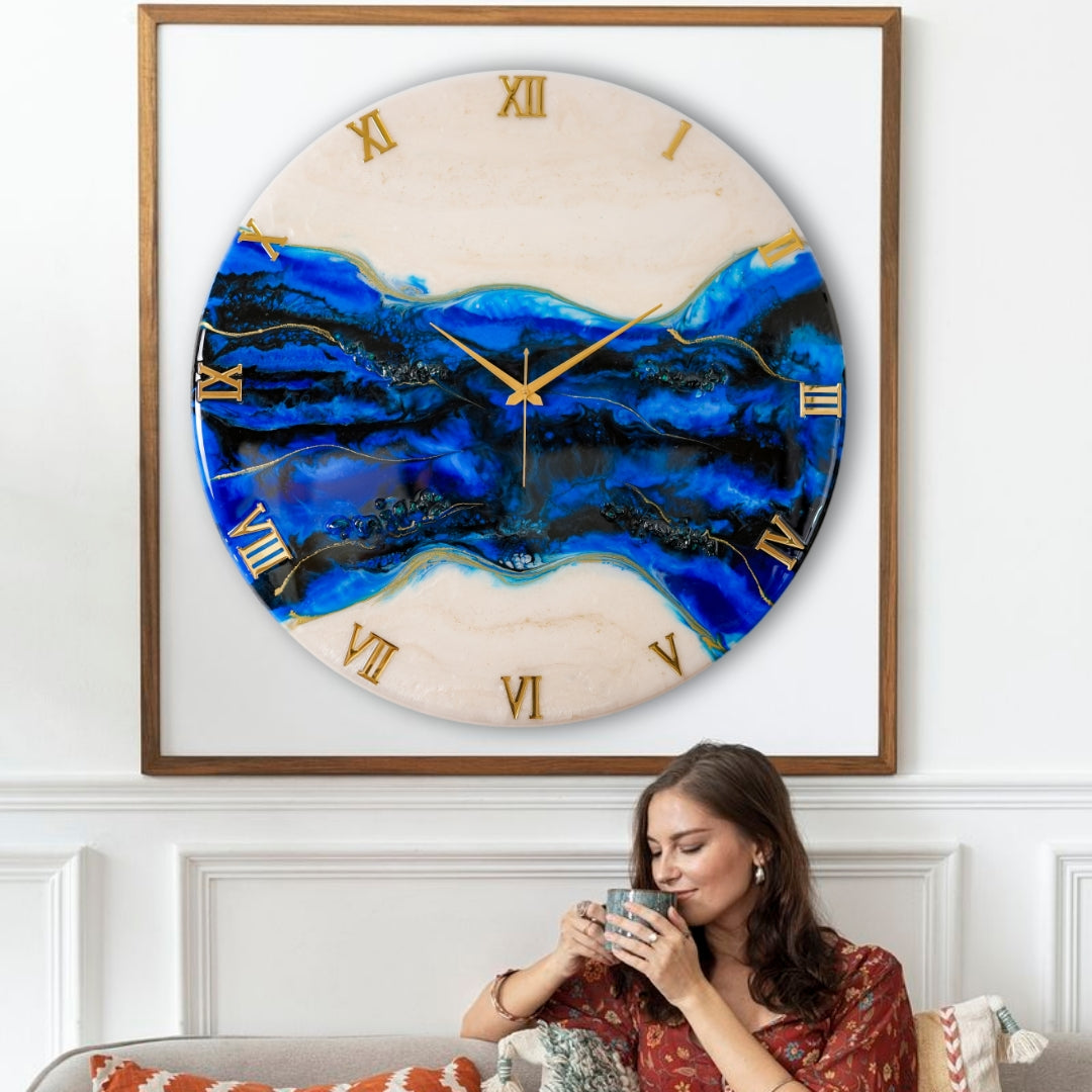 Blue Pond Silent Wall Clock 27 Inches