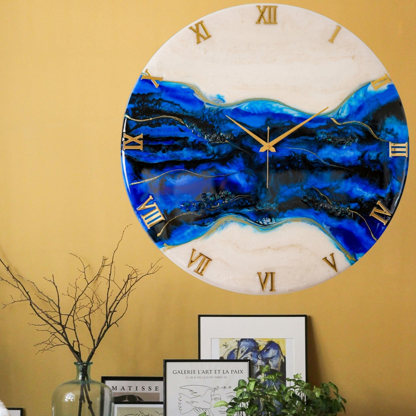 Blue Pond Silent Wall Clock 27 Inches