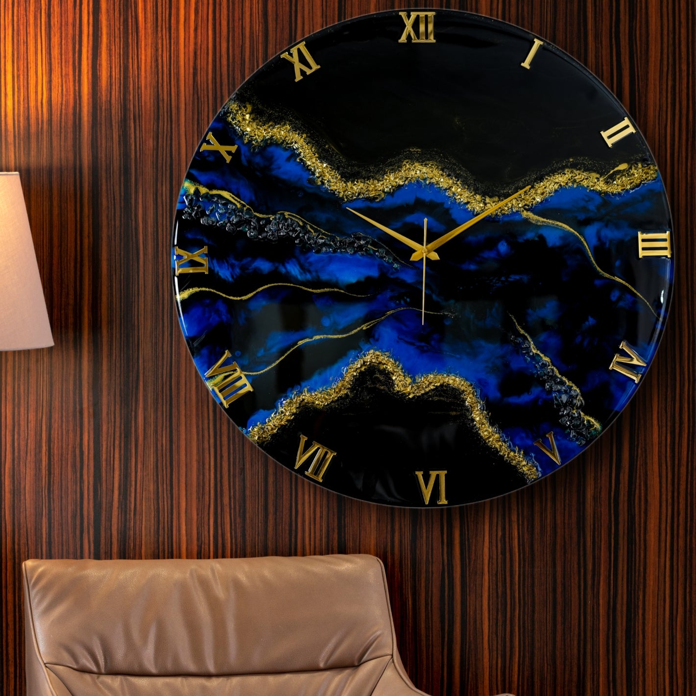 Blue Stunner Silent Wall Clock 27 Inches