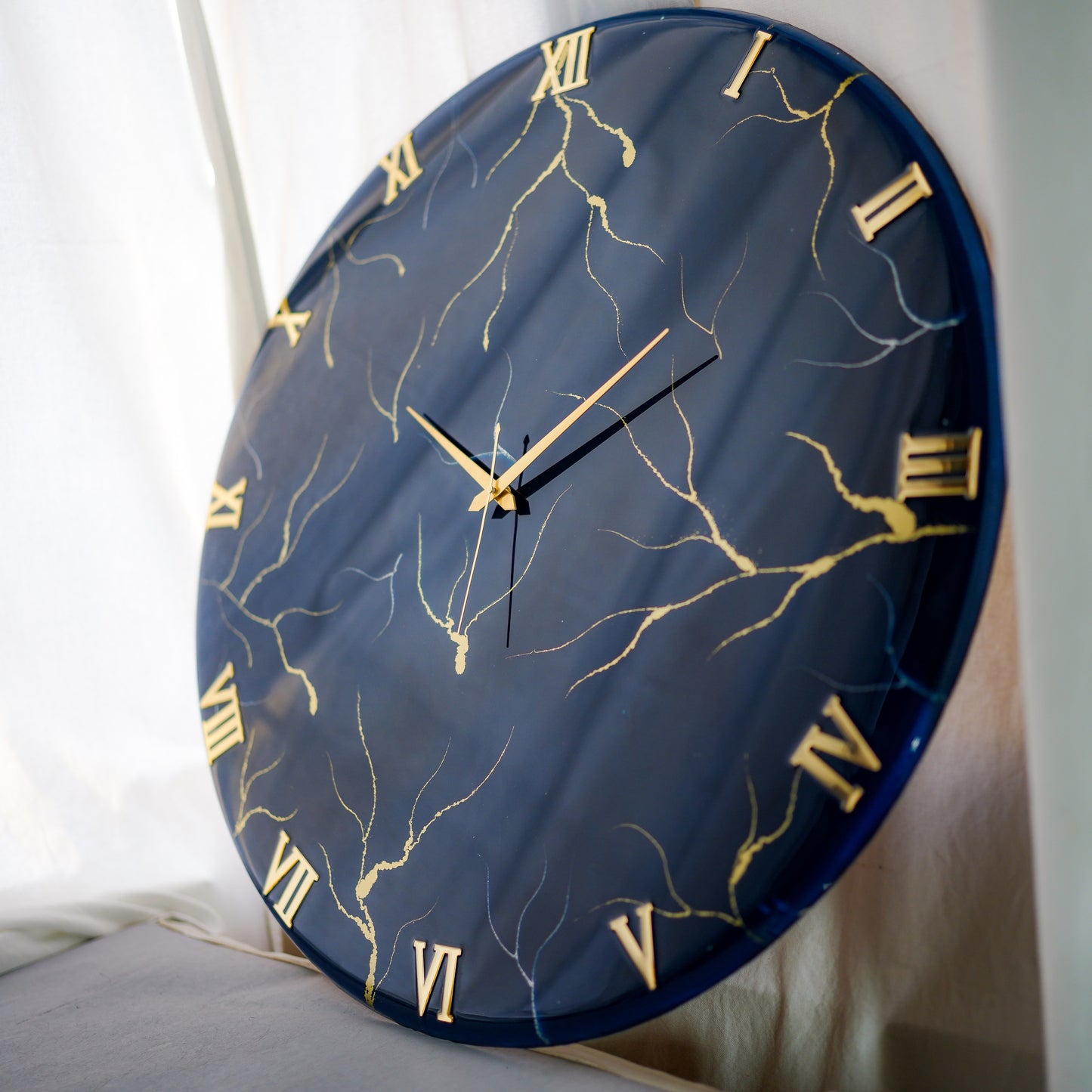 Blue Storm Medium Size Silent clock 17.5 Inches