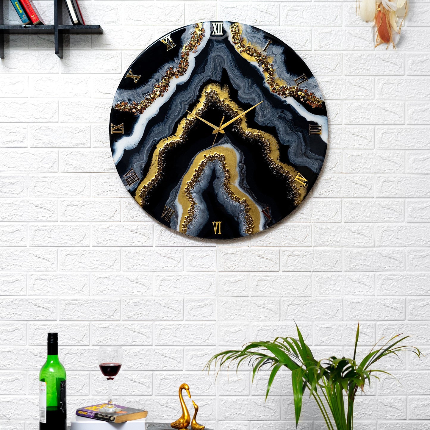 Black Geode Wall Clock 27 Inches