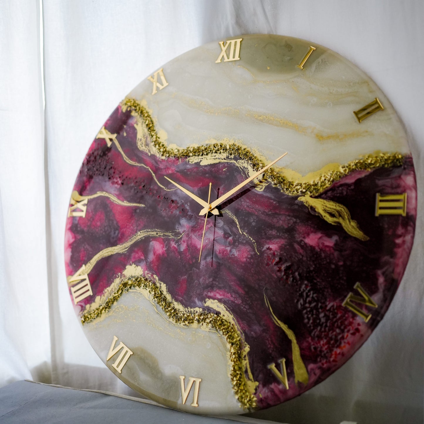 Wine Geode Silent Resin Clock 27 Inches