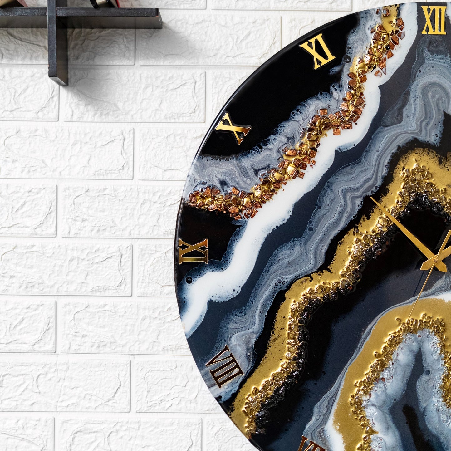 Black Geode Wall Clock 27 Inches