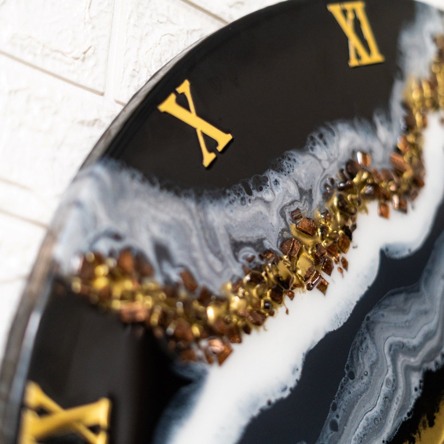 Black Geode Clock Large 17.5 Inches