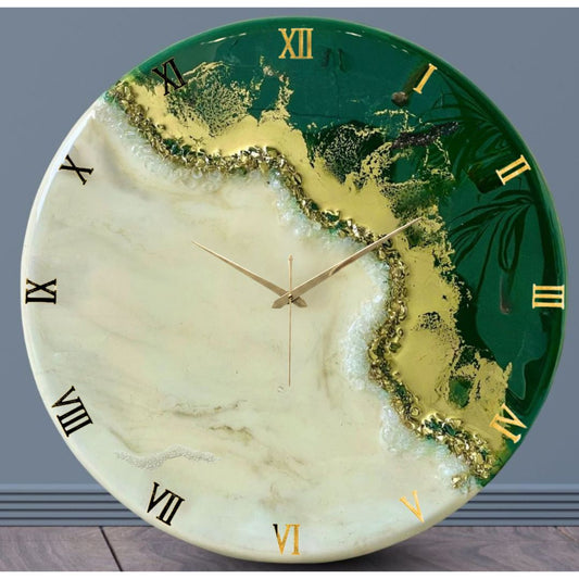 Green Fire Silent Clock 27 Inches