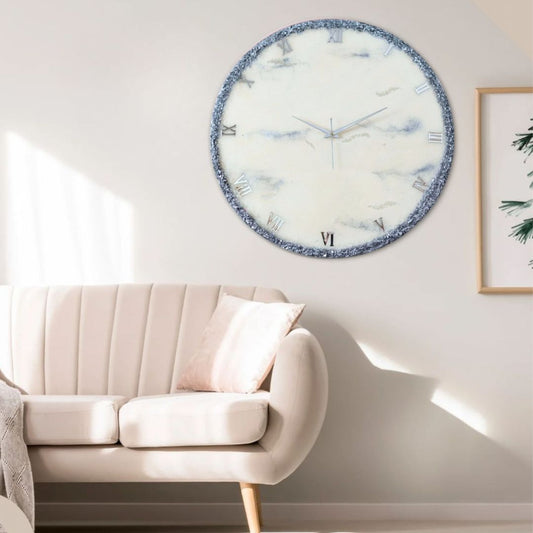 Silver Ring Medium Size Silent Clock 17.5 Inches