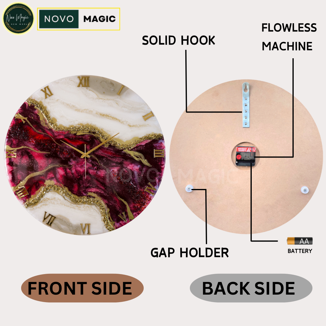 Wine Geode Silent Resin Clock 27 Inches