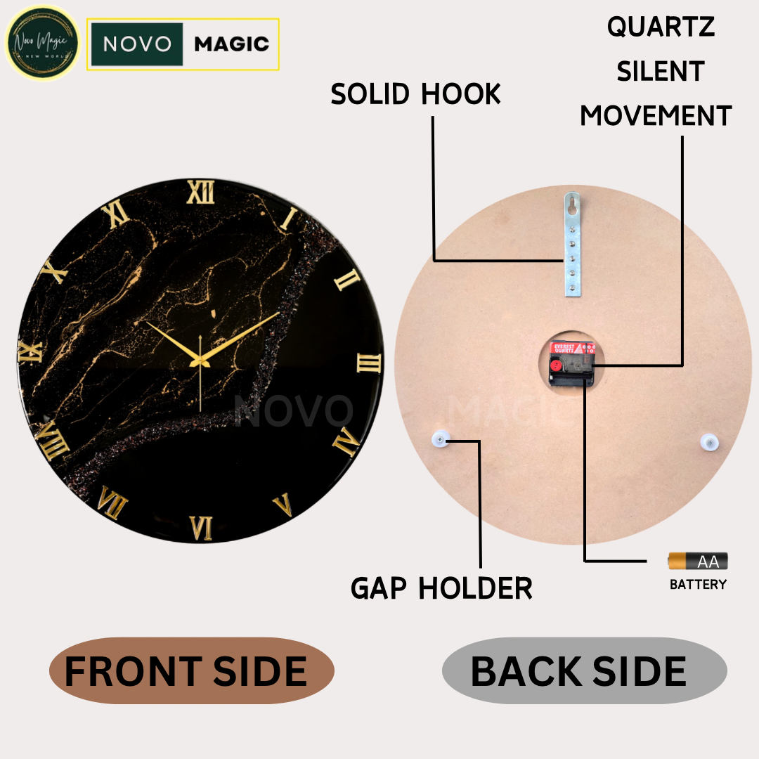 Black Stunner Silent Wall Clock 27 Inches