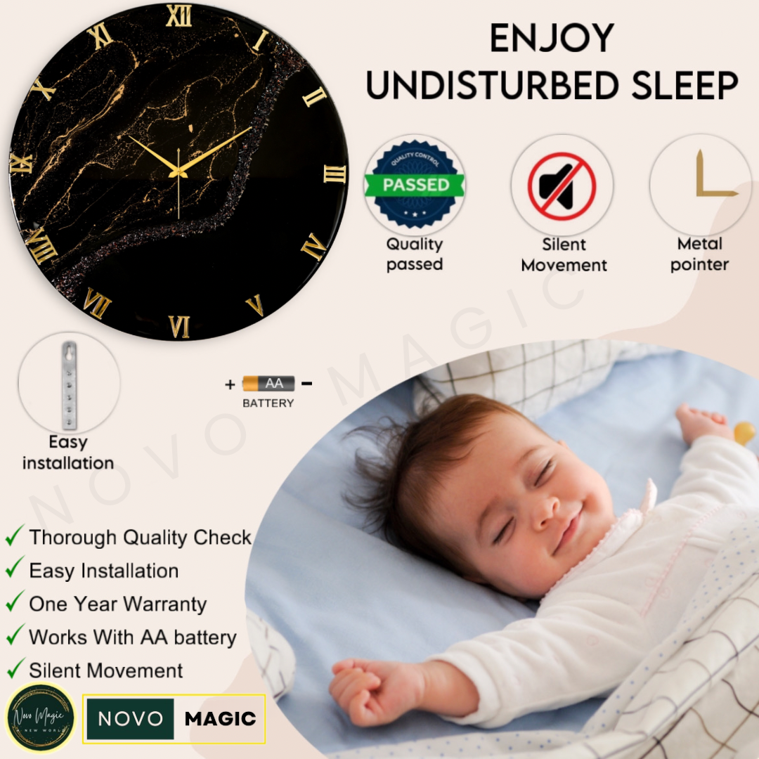 Black Stunner Silent Wall Clock 27 Inches
