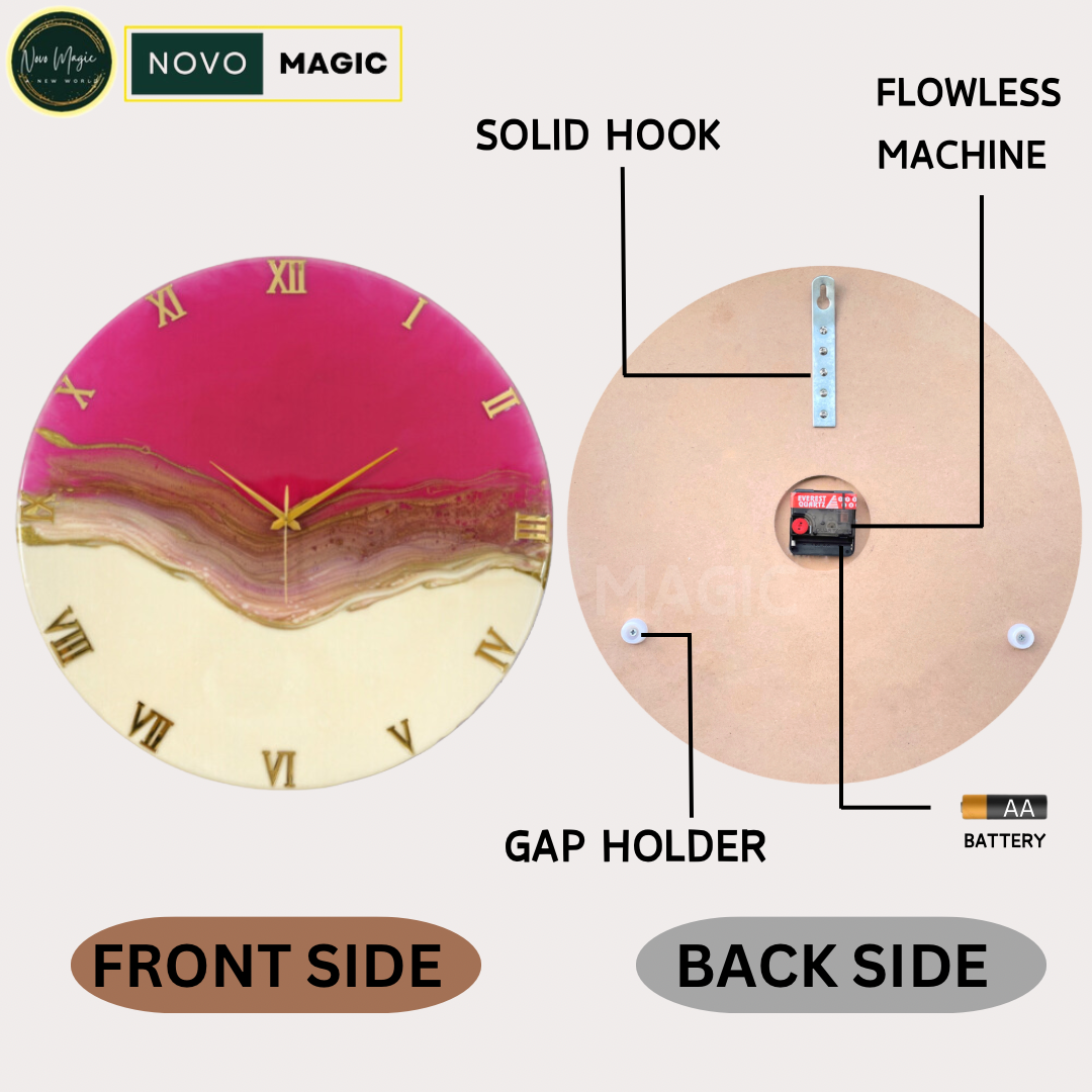Pretty Pink Silent Wall Clock 27 Inches