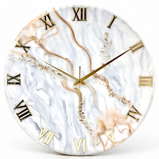 Beige Silent Clock 17.5 Inches