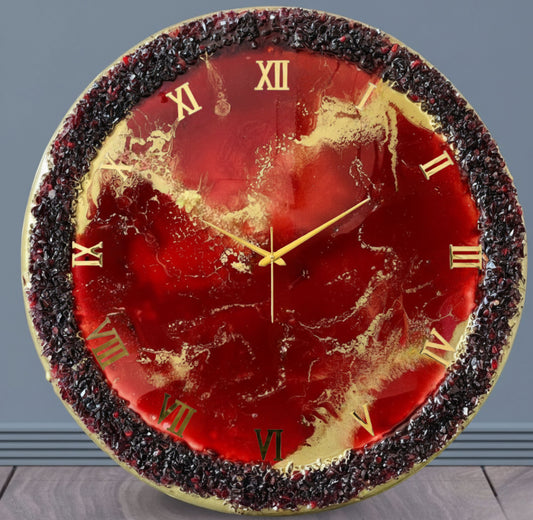 Red Ring Silent Clock 27 Inches