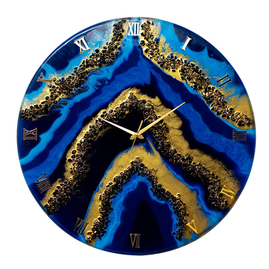 Blue Geode Clock Regular Size  17.5 Inches