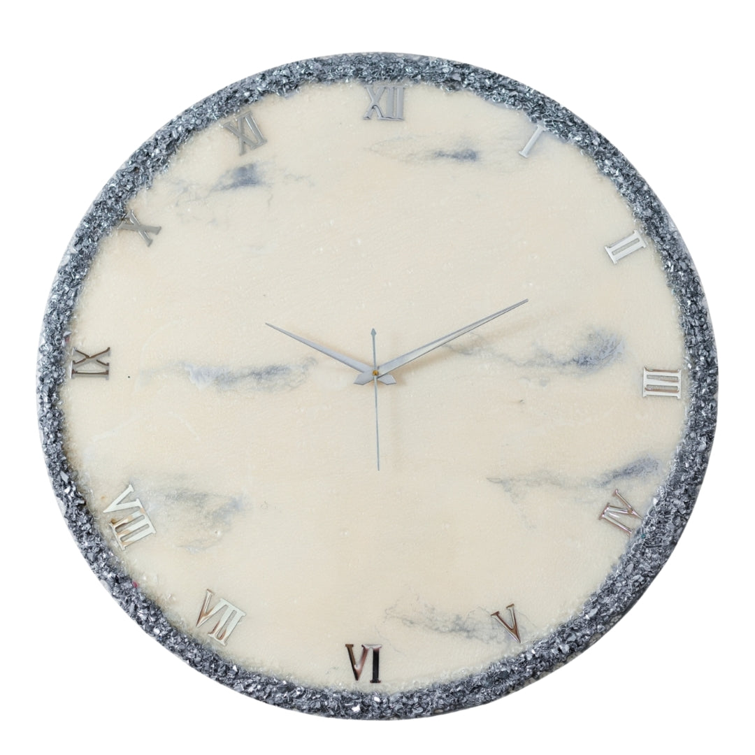 Silver Ring Medium Size Silent Clock 17.5 Inches