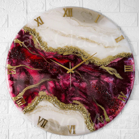 Wine Geode Silent Clock 17.5 inches