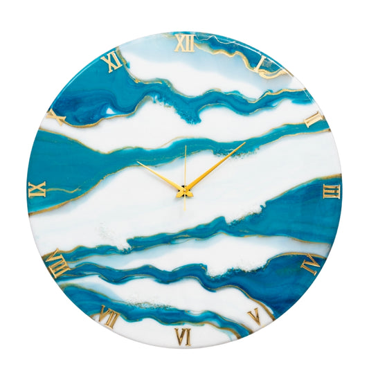 Blue Falls Handmade Resin Clock 17.5 Inches